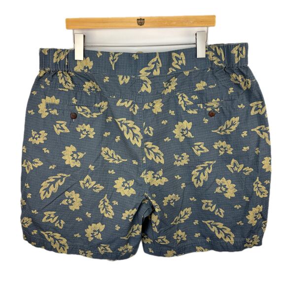 The Territory Ahead Blue Pigment Dyed Leaf Print Cotton Shorts - Men's XXL - Picture 2 of 6